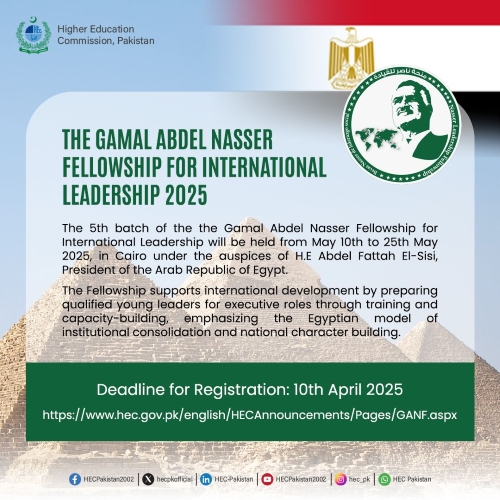 Apply for the Gamal Abdel Nasser Fellowship for International Leadership 2025
