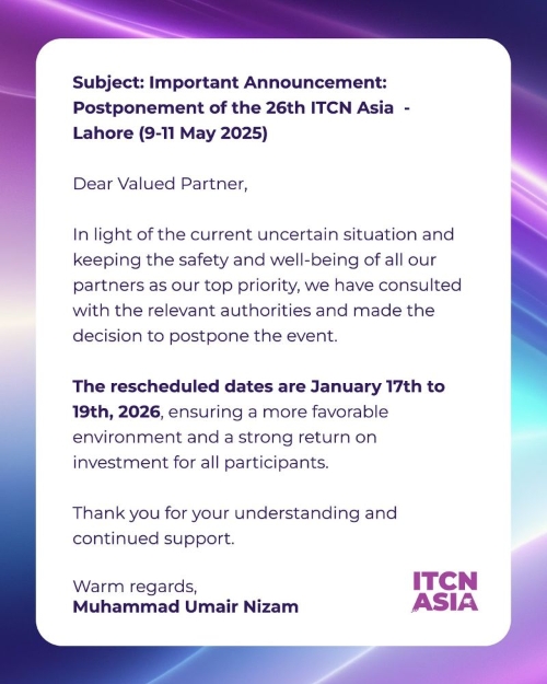 ITCN Asia Lahore 2025 Postponed: New Dates Announced for 2026!