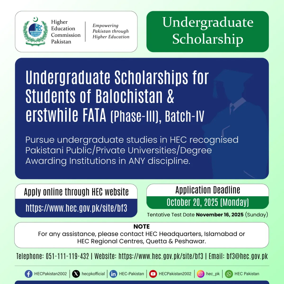 HEC Undergraduate Scholarship 2025: Opportunities for Balochistan and FATA Students in Tech and Beyond