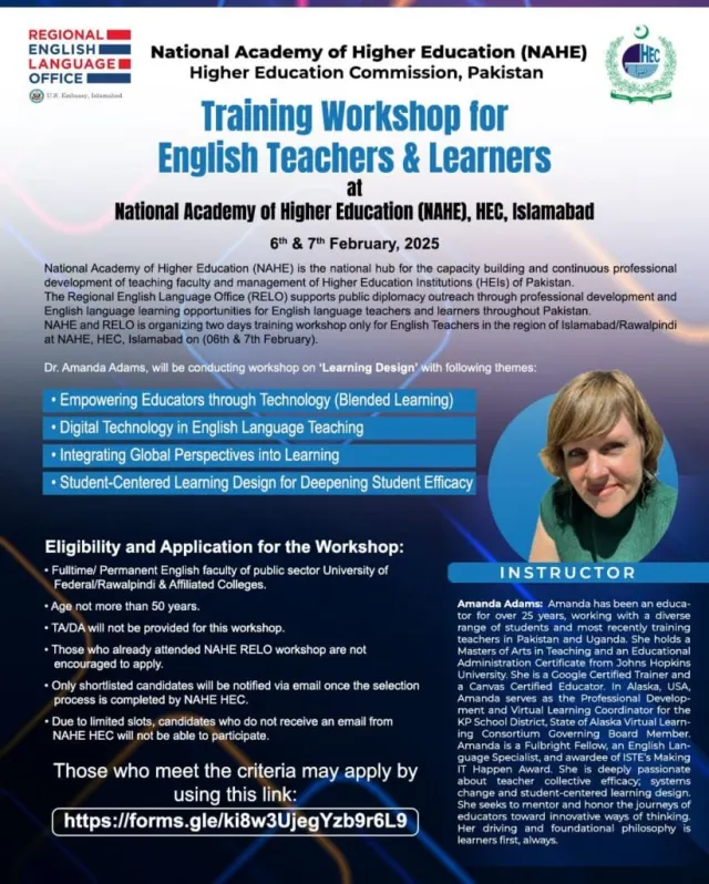 Call for Nominations: Professional Development Workshop for English Teachers