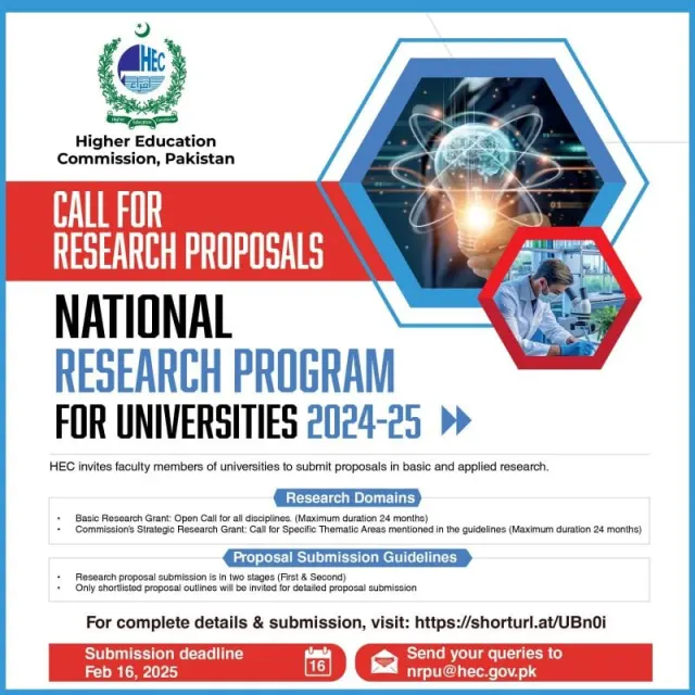 National Research Program for Universities (NRPU) 2024-2025: Call for Proposals