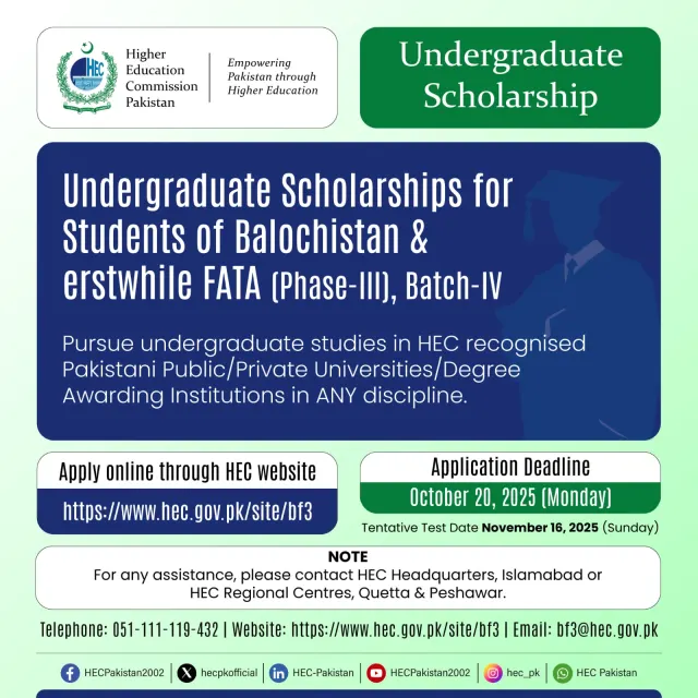HEC Undergraduate Scholarship 2025: Opportunities for Balochistan and FATA Students in Tech and Beyond