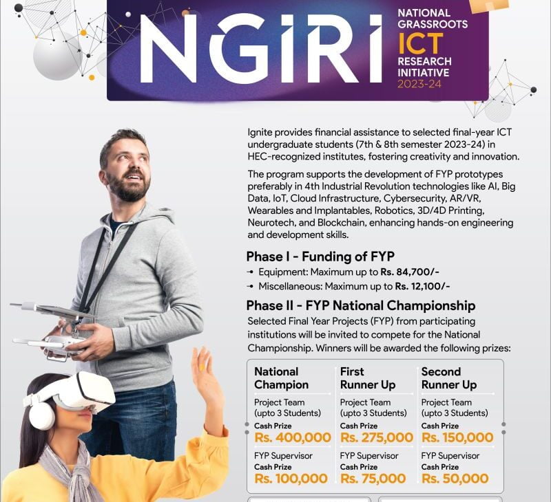 Ignite's National Grassroots ICT Research Initiative (NGIRI) 2023-24 Fostering Innovation in Final Year Projects