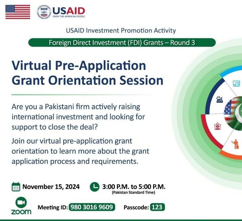 Unlock Growth with USAID FDI Grant: Virtual Orientation for Pakistani SMEs & Startups