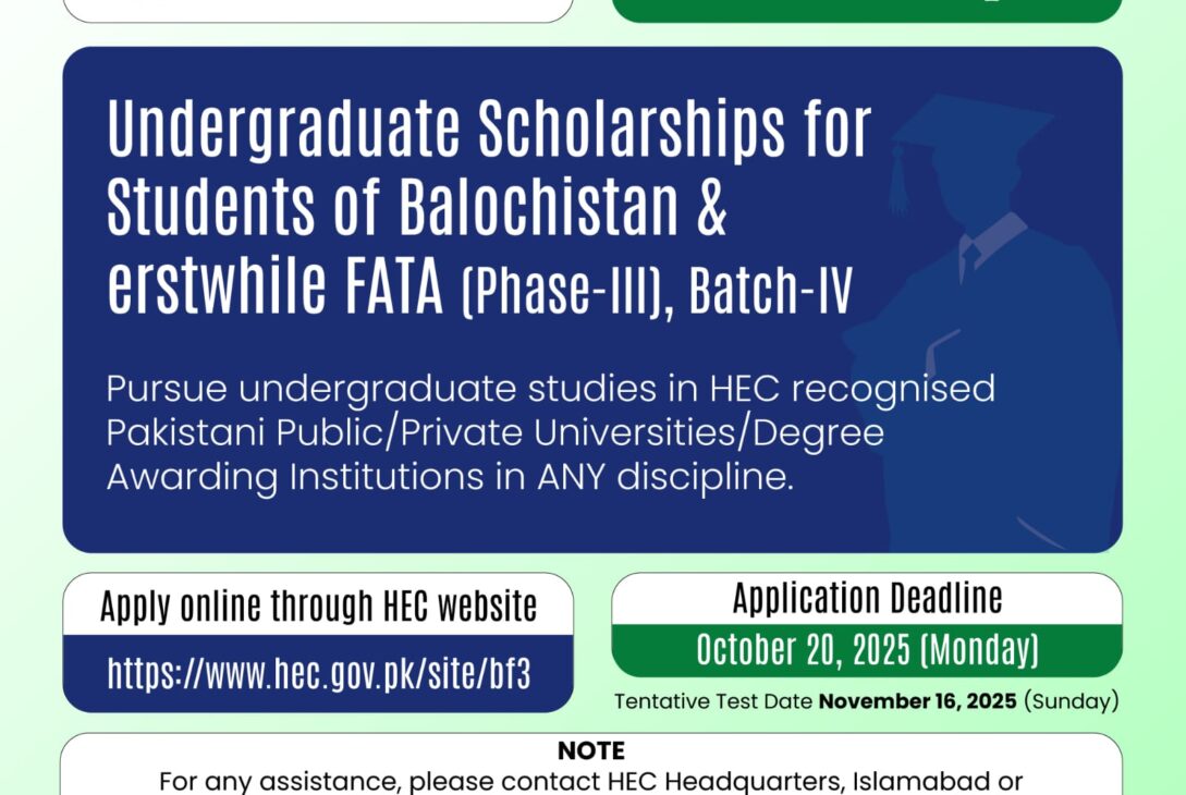 HEC Scholarship 2025 for Balochistan & FATA Students